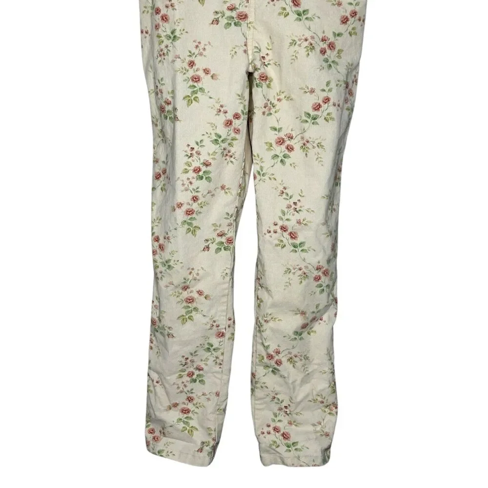 Polo Ralph Lauren Girls Floral Stretch Corduroy Overalls – Size 12